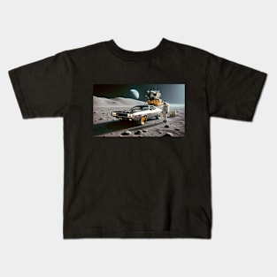 1971 Dodge Challenger on the Moon Kids T-Shirt
